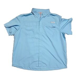 Realtree Fishing Button-Up Zip Pocket Baby Blue Long-Sleeve Shirt Men's 2XL